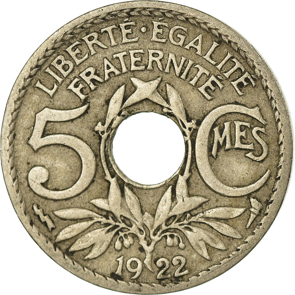 Coin, France, Lindauer, 5 Centimes, 1922, Poissy, VF(30-35), Copper-nickel