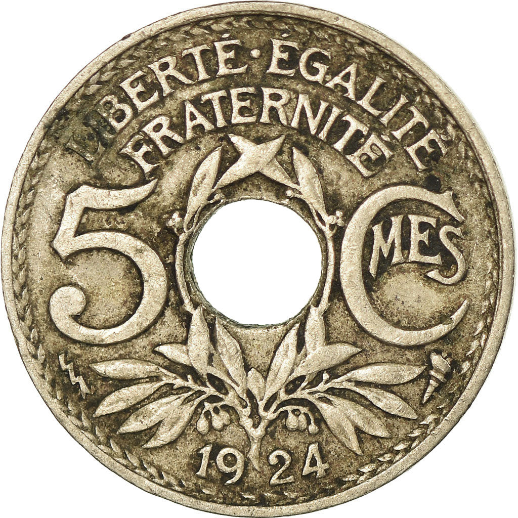 Coin, France, Lindauer, 5 Centimes, 1924, Poissy, VF(30-35), Copper-nickel