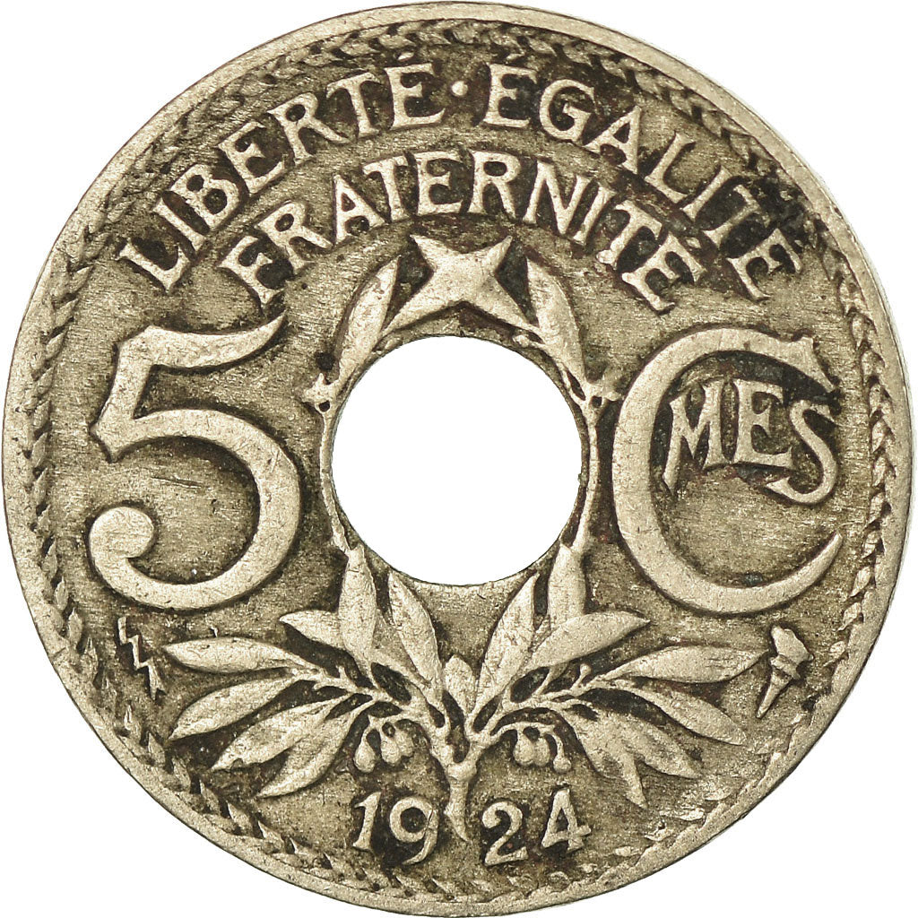 Coin, France, Lindauer, 5 Centimes, 1924, Poissy, VF(20-25), Copper-nickel