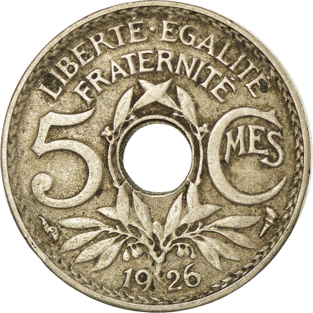 Moneta, Francja, Lindauer, 5 Centimes, 1926, Paris, VF(30-35), Miedź-Nikiel