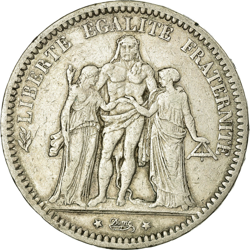 France, 5 Francs, Hercule, 1871, Paris, Silver, EF(40-45), Gadoury:745