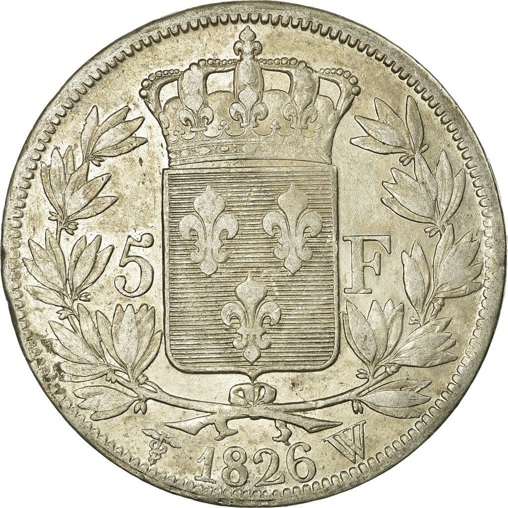France, 5 Francs, Charles X, 1826, Lille, Silver, EF(40-45), Gadoury:643