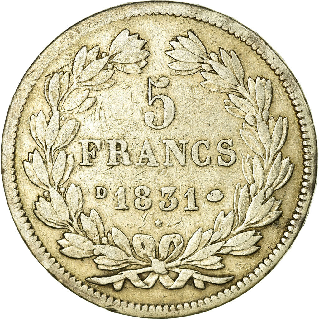France, 5 Francs, Louis-Philippe, 1831, Lyon, Argent, TTB, Gadoury:677a