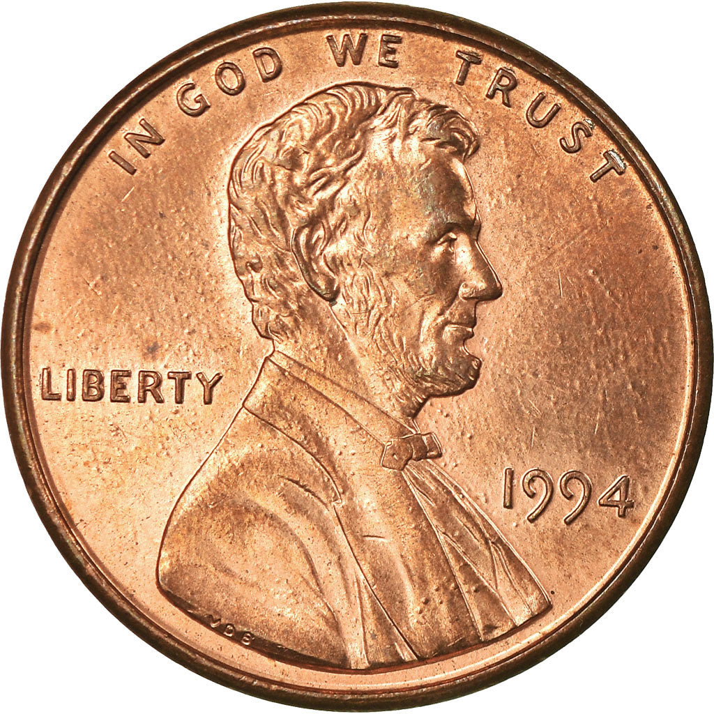Coin, United States, Lincoln Cent, Cent, 1994, U.S. Mint, Philadelphia