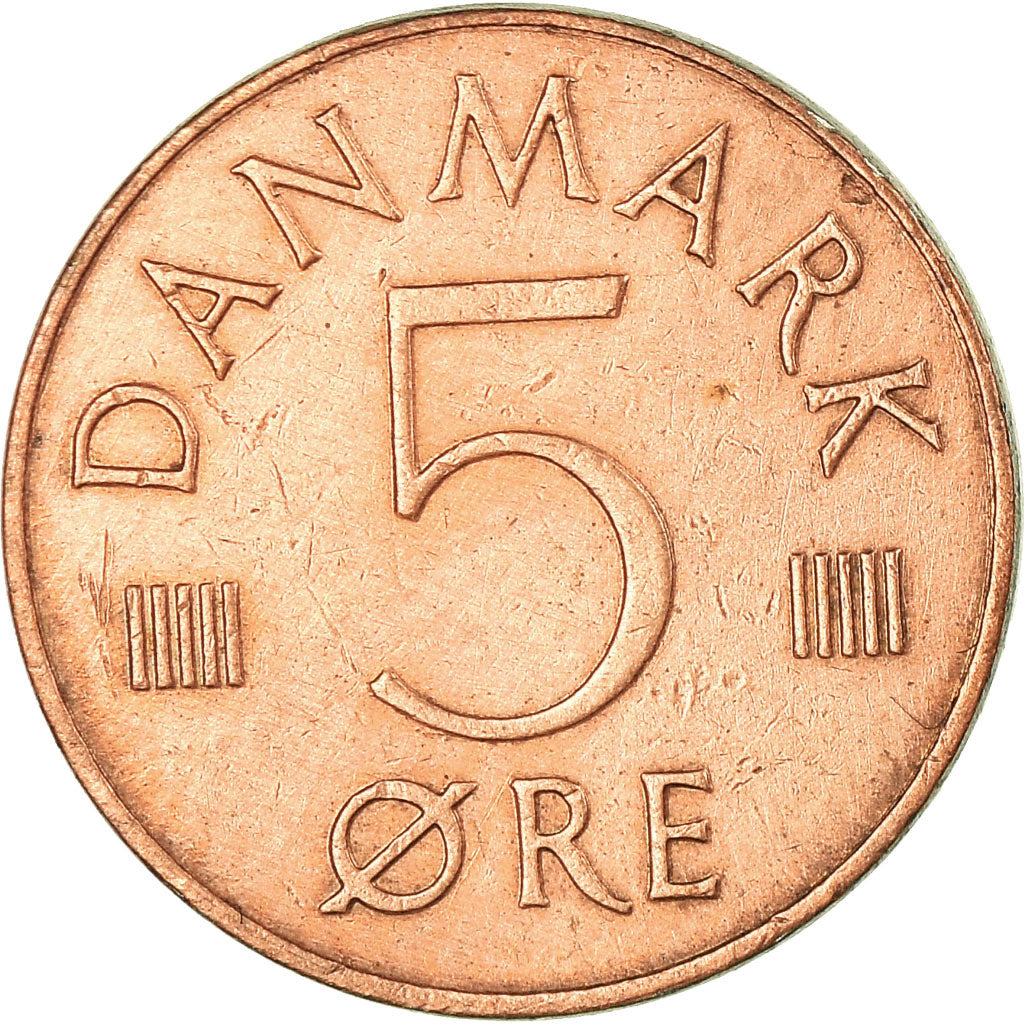 Coin, Denmark, Margrethe II, 5 Öre, 1986, Copenhagen, EF(40-45), Copper Clad