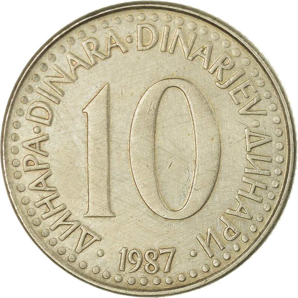 Coin, Yugoslavia, 10 Dinara, 1987, VF(30-35), Copper-nickel, KM:89