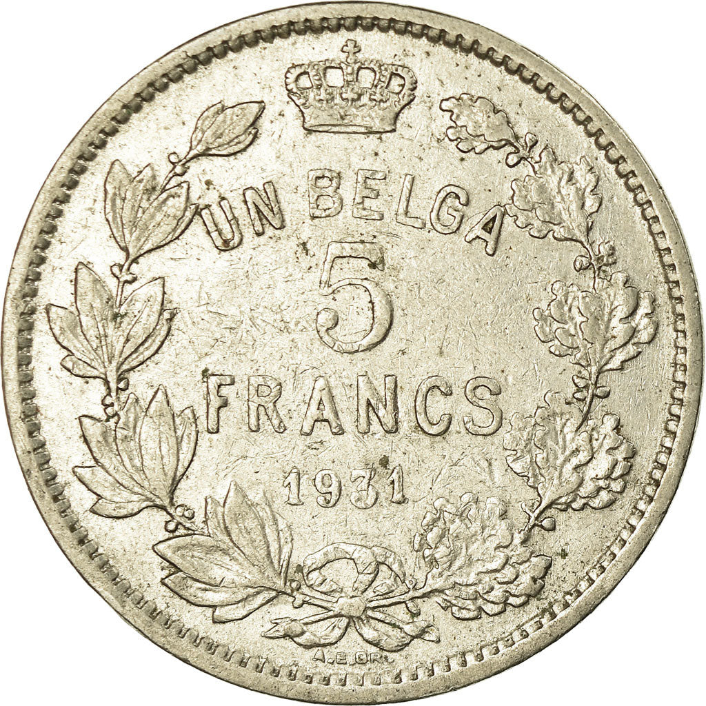 Münze, Belgien, 5 Francs, 5 Frank, 1931, SS, Nickel, KM:97.1