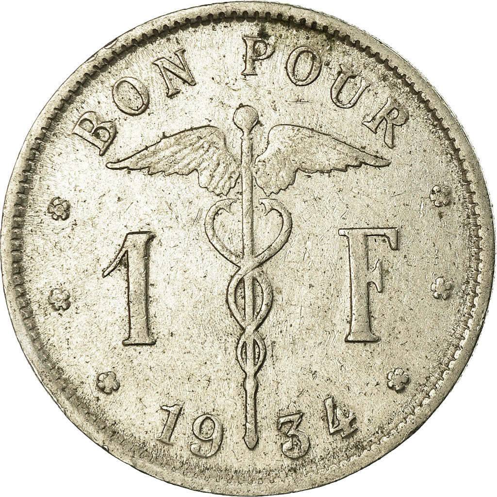 Coin, Belgium, Franc, 1934, EF(40-45), Nickel, KM:89