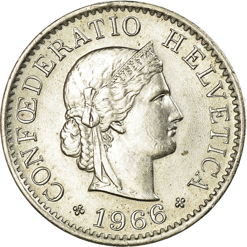 Münze, Schweiz, 5 Rappen, 1966, Bern, VZ, Copper-nickel, KM:26