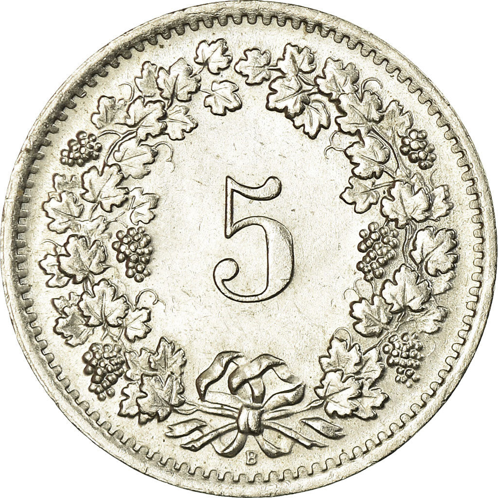 Münze, Schweiz, 5 Rappen, 1966, Bern, VZ, Copper-nickel, KM:26