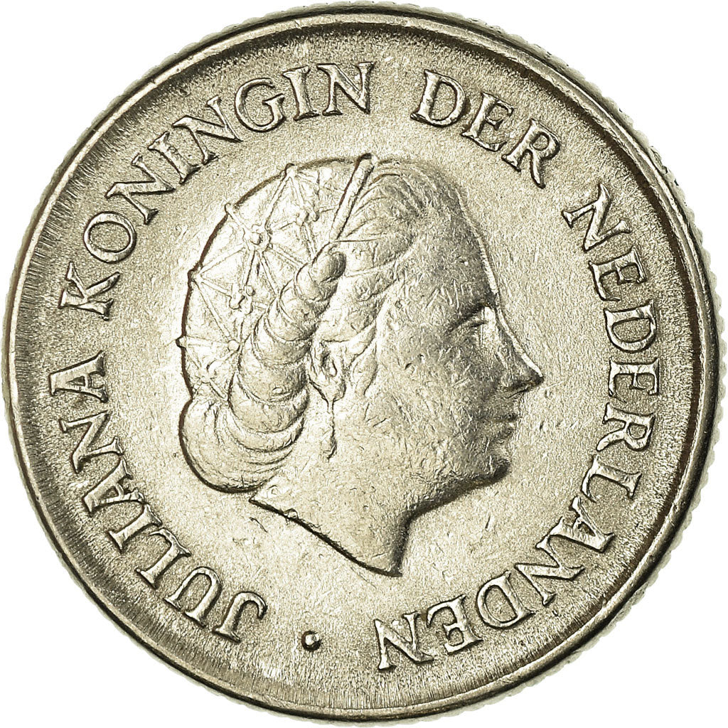 Coin, Netherlands, Juliana, 25 Cents, 1966, AU(50-53), Nickel, KM:183
