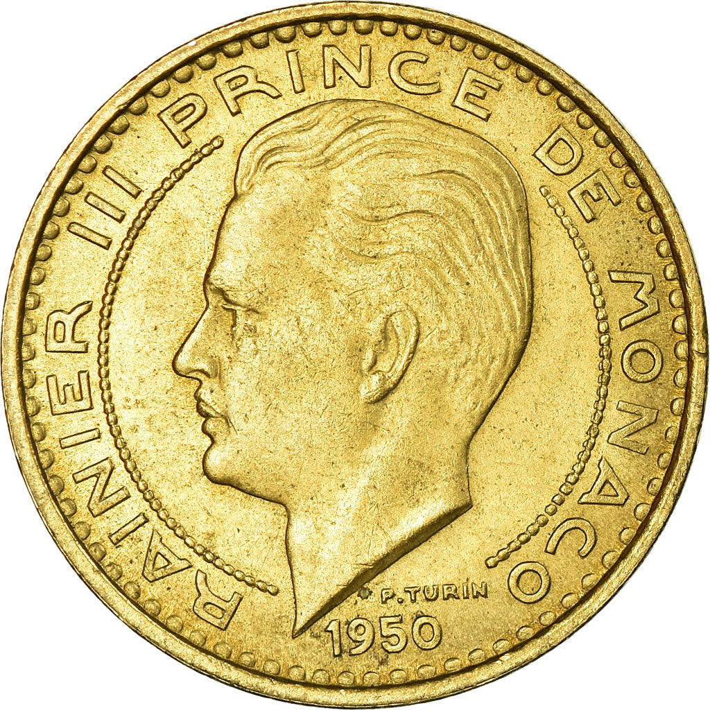 Coin, Monaco, Rainier III, 50 Francs, Cinquante, 1950, AU(55-58)