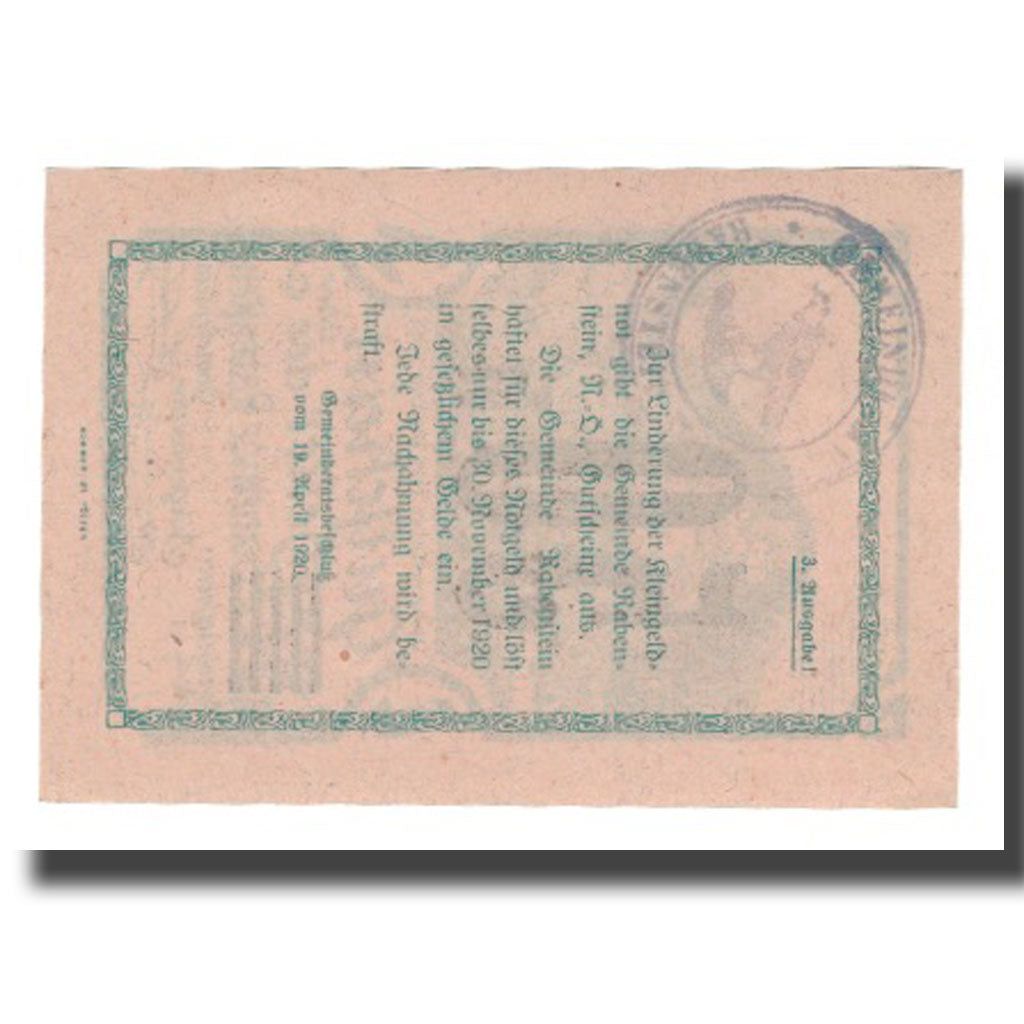 Banknote, Austria, Rabenstein N.Ö. Gemeinde, 50 Heller, Texte 2, 1920