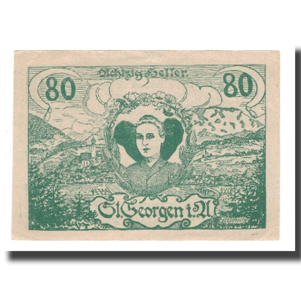 Banknote, Austria, St. Georgen im Attergau O.Ö. Marktgemeinde, 80 Heller