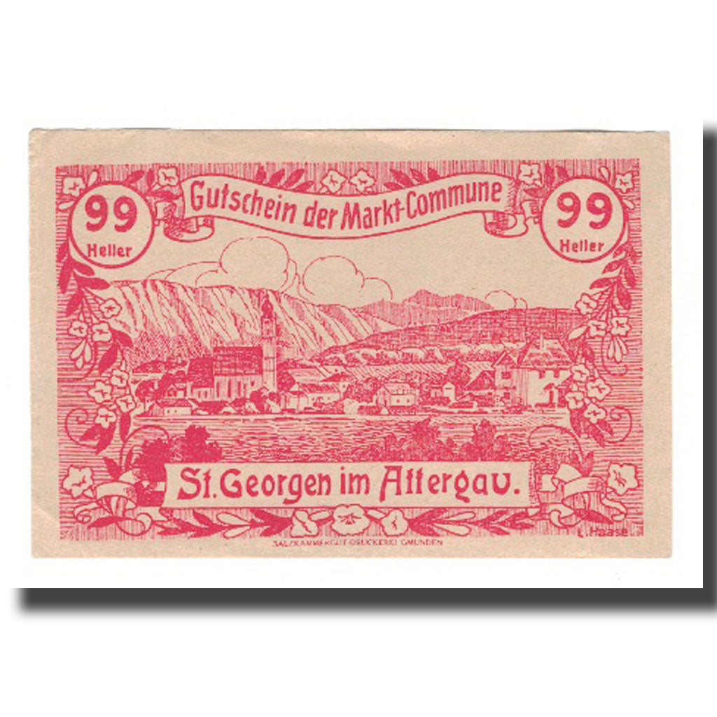 Banknote, Austria, St. Georgen im Attergau O.Ö. Prv.Markt-Commune, 99 Heller