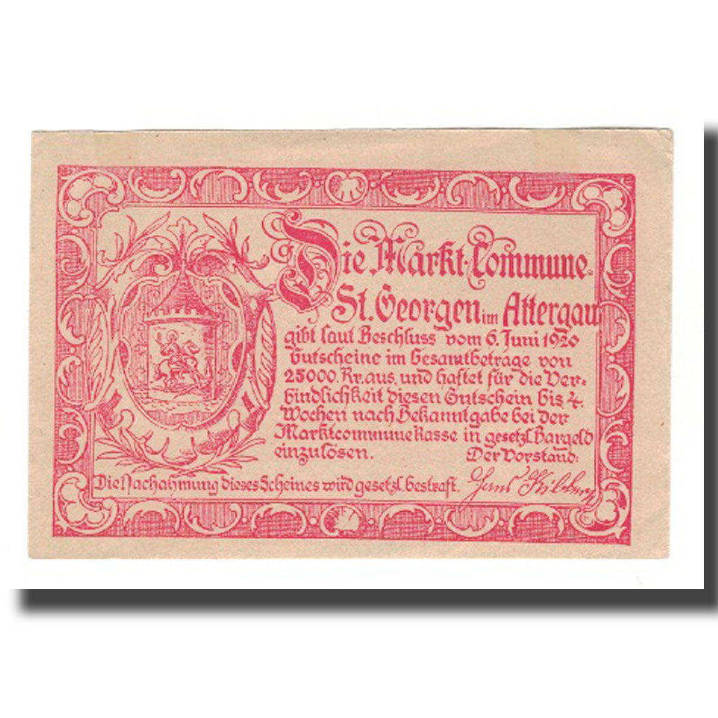 Banknote, Austria, St. Georgen im Attergau O.Ö. Prv.Markt-Commune, 99 Heller