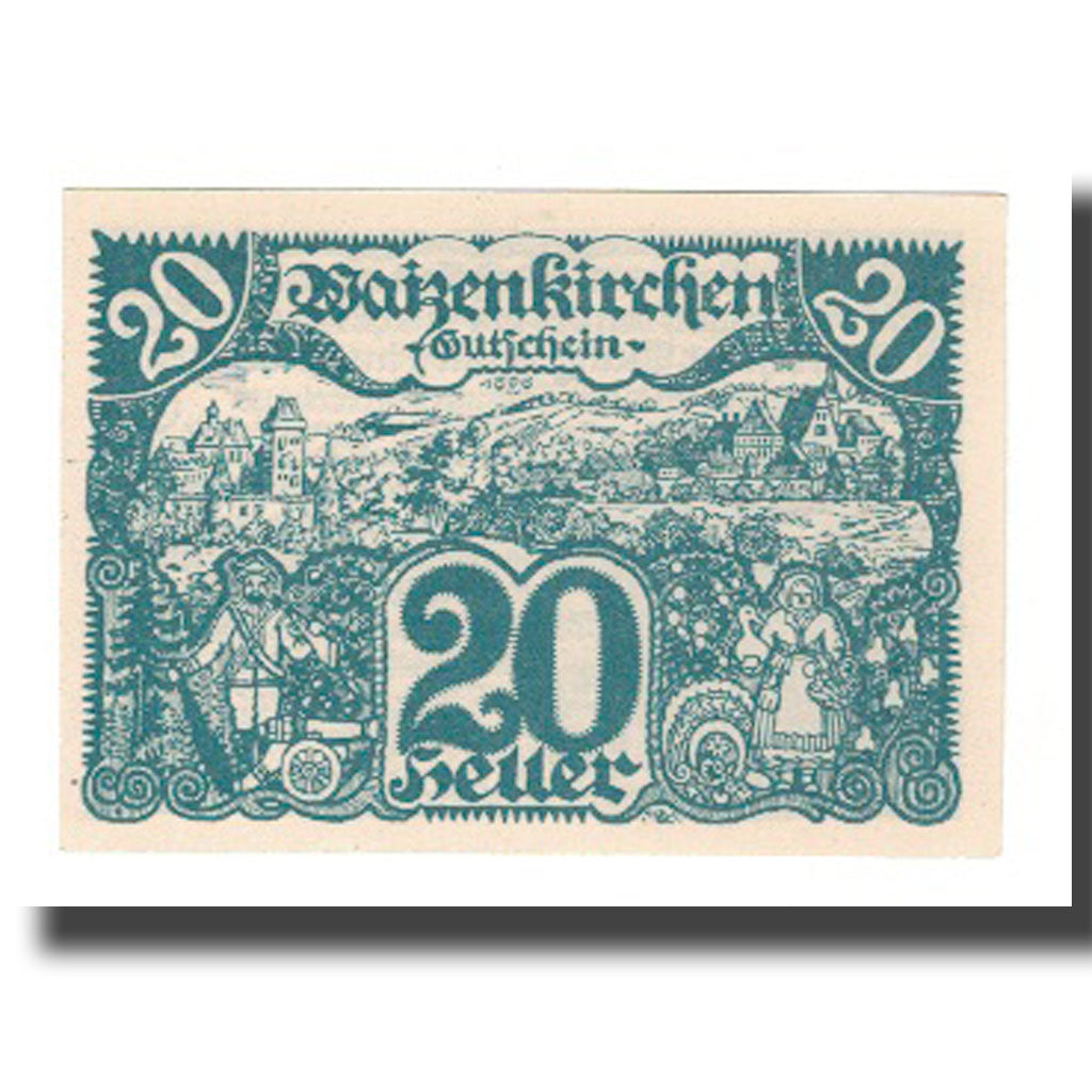 Banknote, Austria, Waizenkirchen O.Ö. Stadtgemeinde, 20 Heller, texte 1, 1920