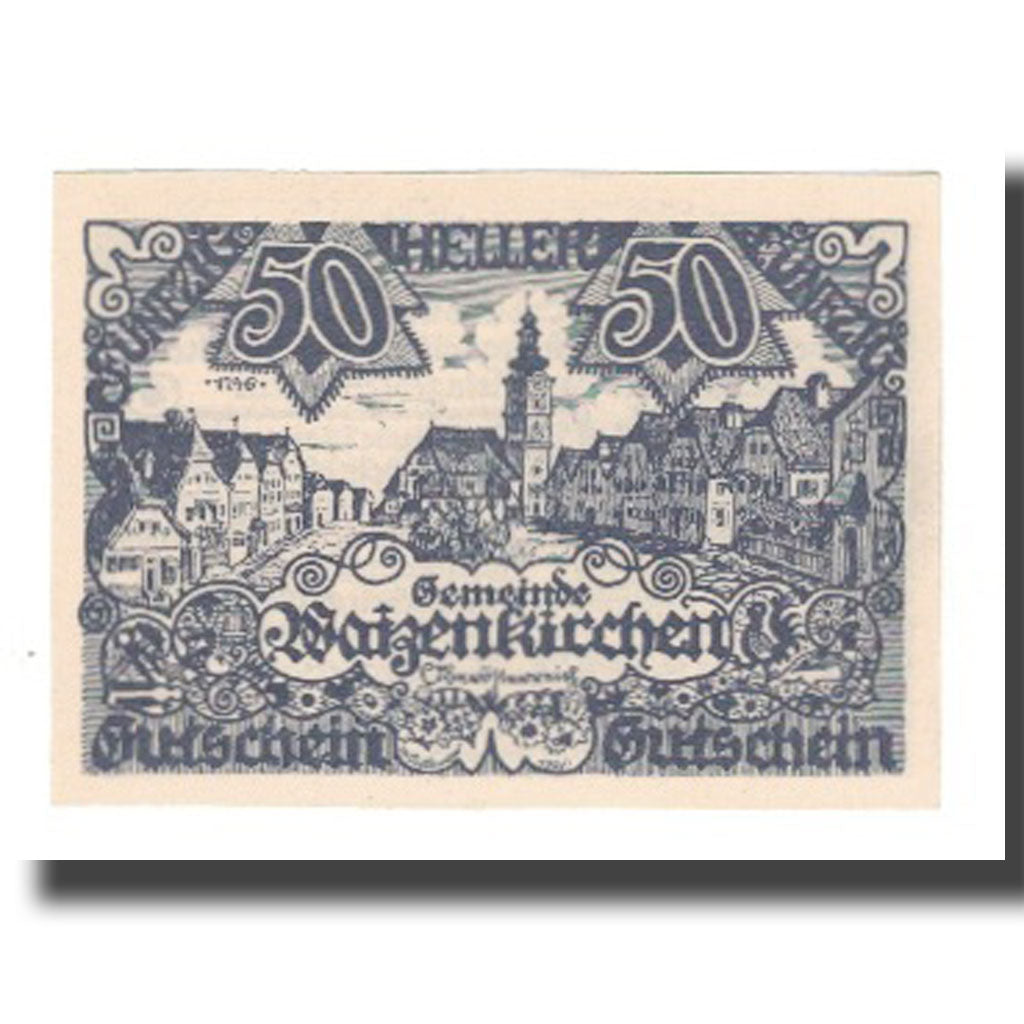 Banknote, Austria, Waizenkirchen O.Ö. Stadtgemeinde, 50 Heller, Texte, 1920