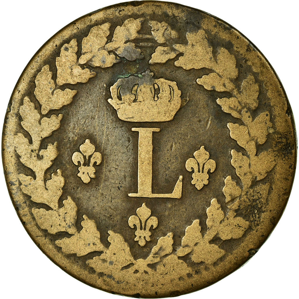França, Decime, Louis XVIII, 1815, Strasbourg, Bronze, VF(20-25), Gadoury:196b