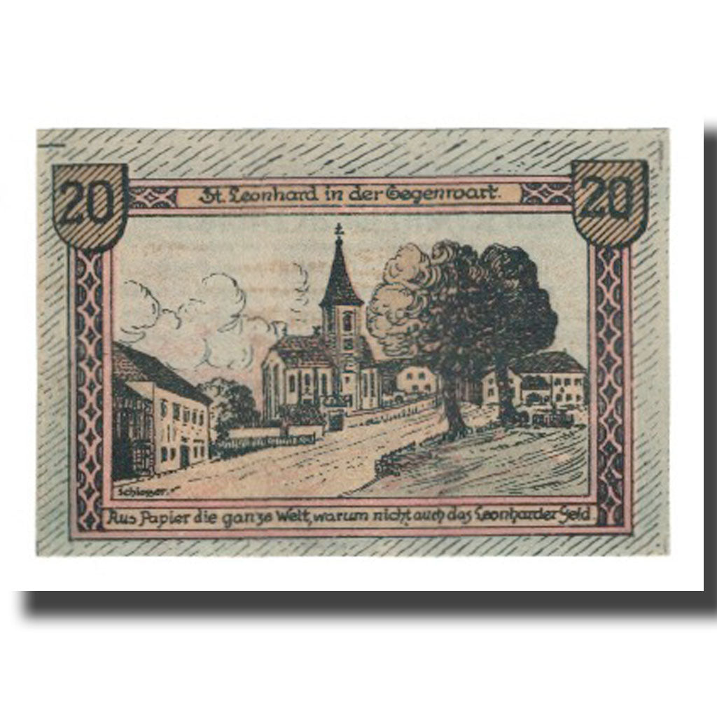 Banknote, Austria, St. Leonhard bei Freistadt O.Ö. Gemeinde, 20 Heller