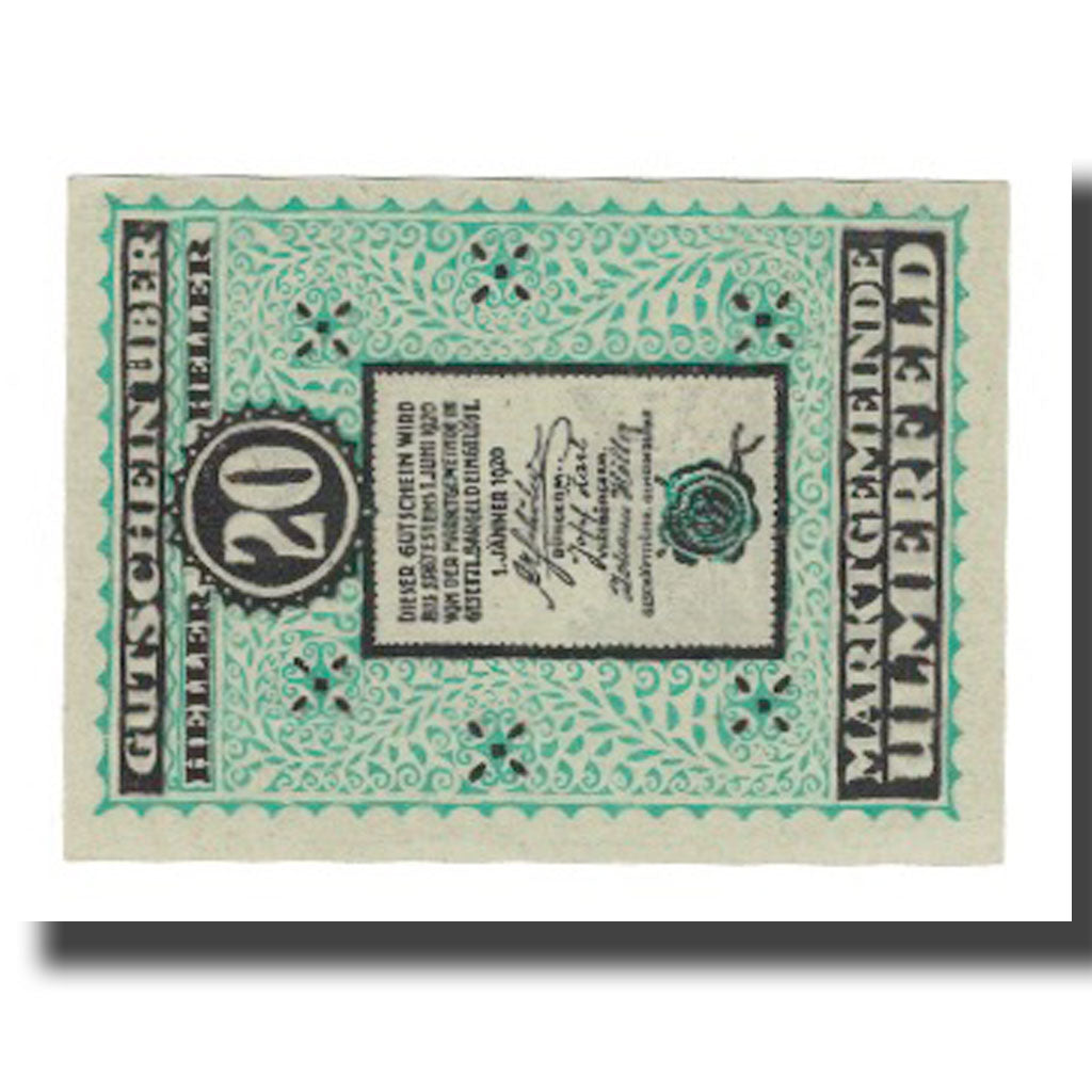 Banknote, Austria, Ulmerfeld N.Ö. Marktgemeinde, 20 Heller, valeur faciale