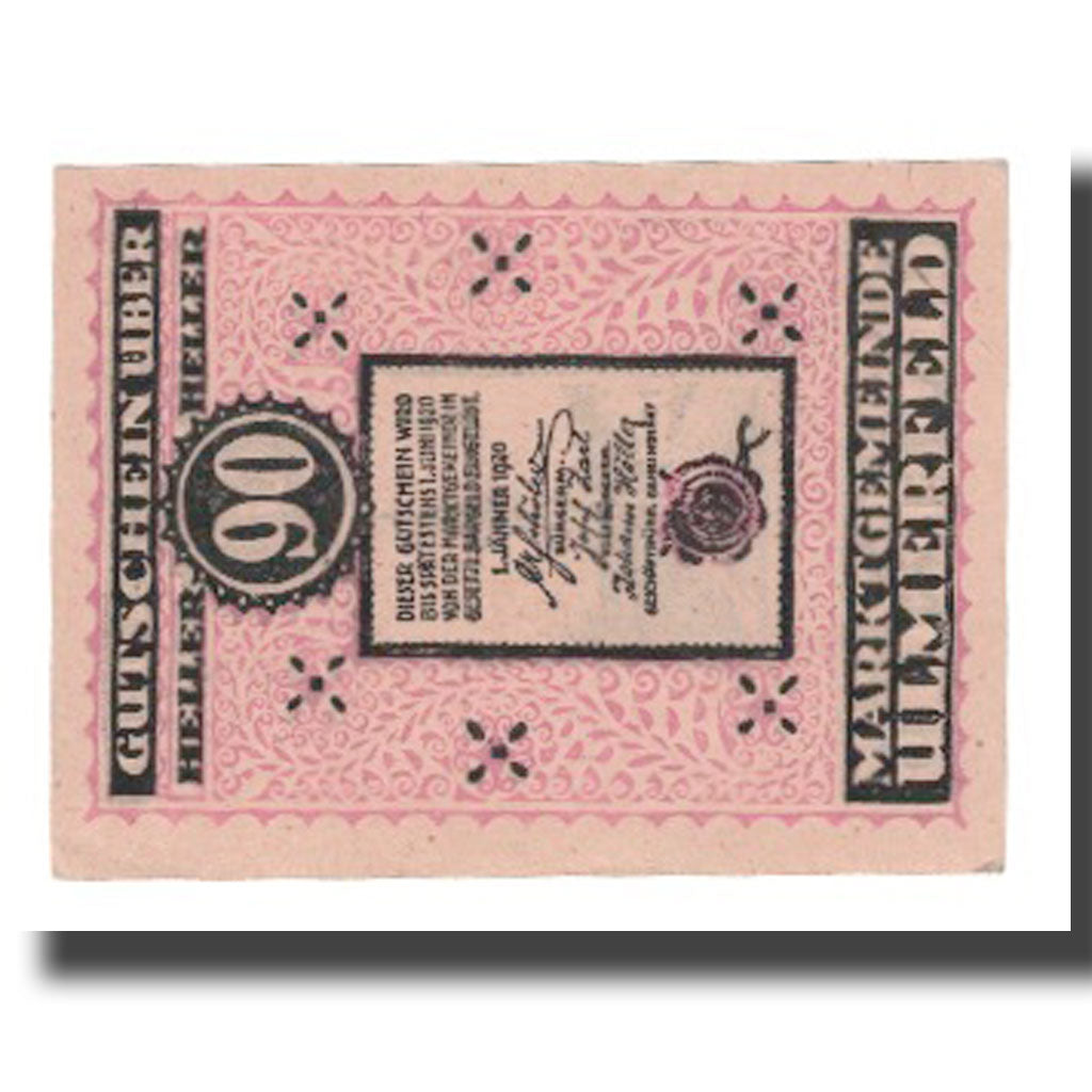 Banknote, Austria, Ulmerfeld N.Ö. Marktgemeinde, 90 Heller, valeur faciale