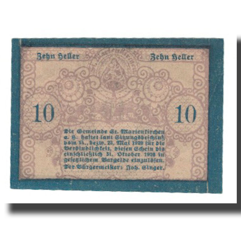 Banknote, Austria, St. Marienkirchen am Hausruck O.Ö. Gemeinde, 10 Heller