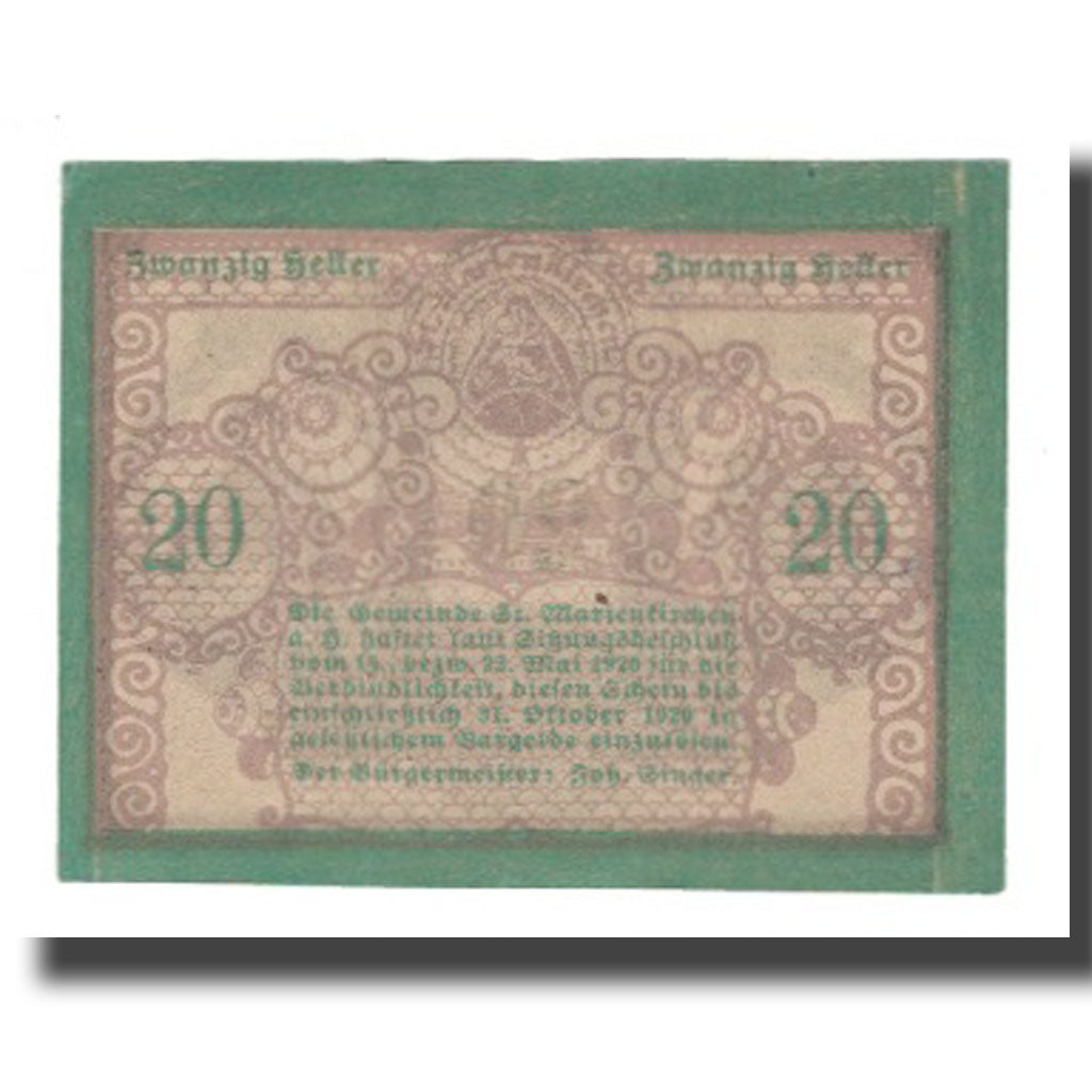 Banknote, Austria, St. Marienkirchen am Hausruck O.Ö. Gemeinde, 20 Heller
