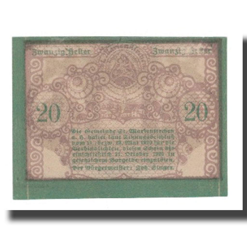 Banknote, Austria, St. Marienkirchen am Hausruck O.Ö. Gemeinde, 20 Heller