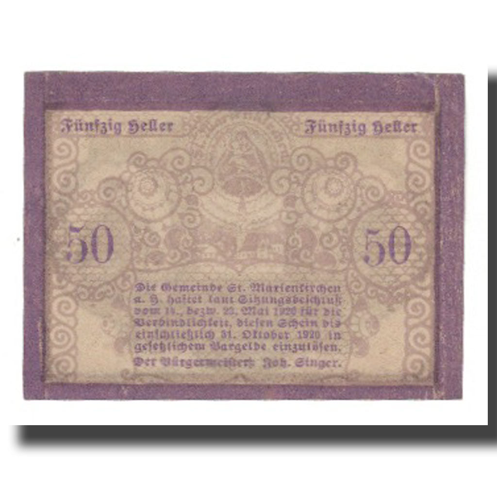 Banknote, Austria, St. Marienkirchen am Hausruck O.Ö. Gemeinde, 50 Heller