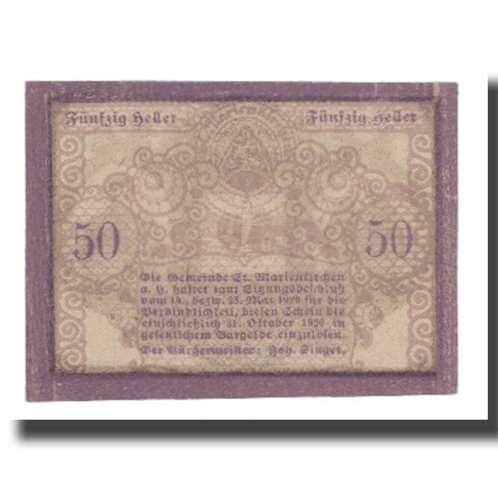 Banknote, Austria, St. Marienkirchen am Hausruck O.Ö. Gemeinde, 50 Heller
