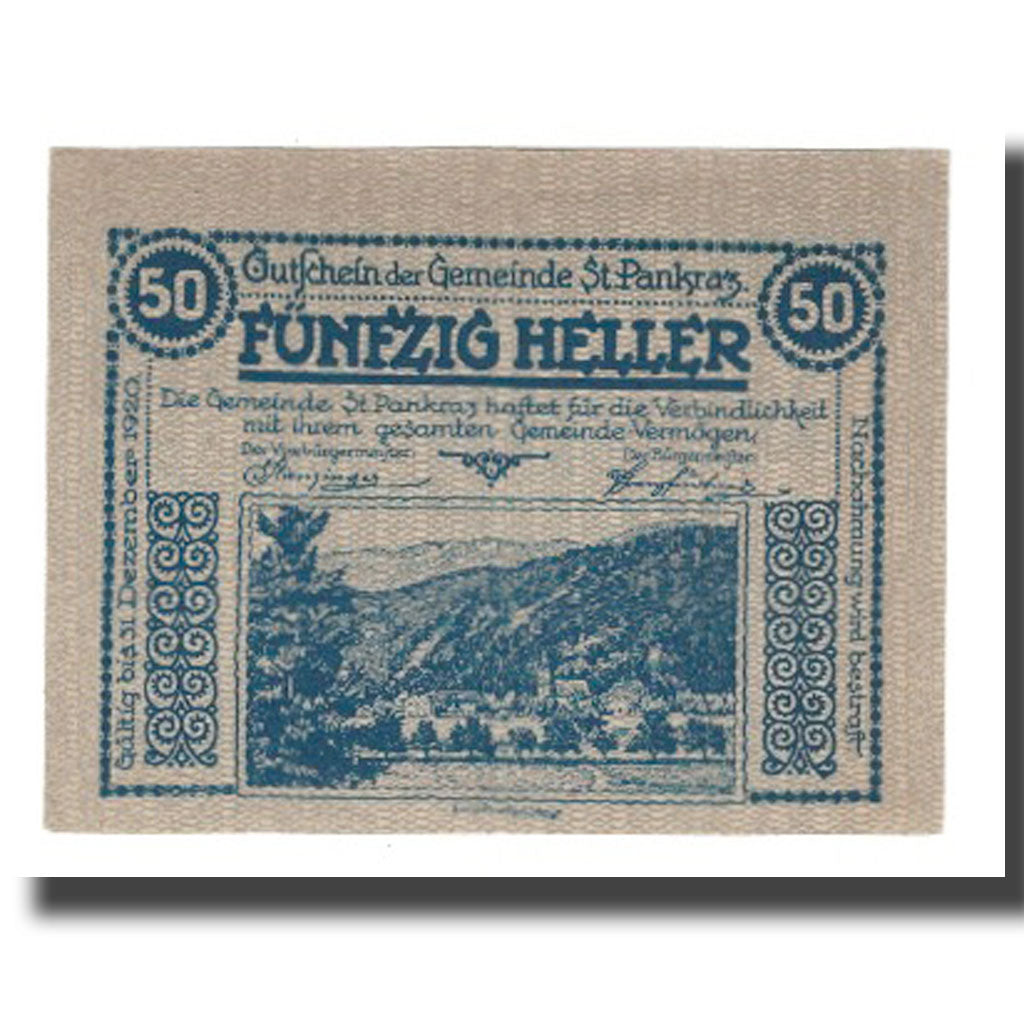 Banknote, Austria, St. Pankraz O.Ö. Gemeinde, 50 Heller, Animaux, 1920