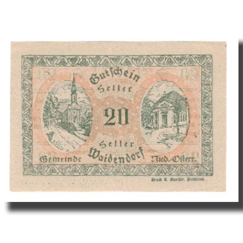 Banknote, Austria, Waidendorf N.Ö. Gemeinde, 20 Heller, portrait 1, 1920