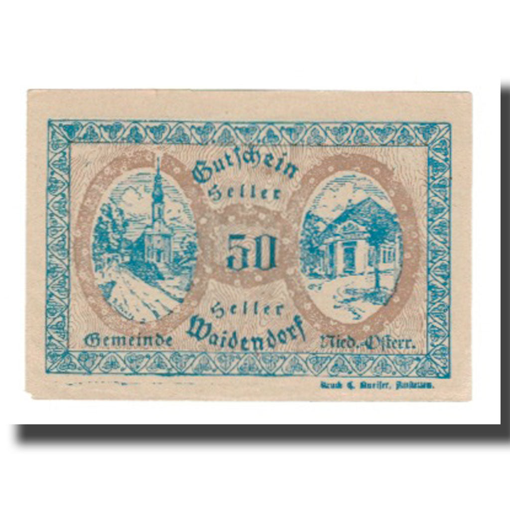 Banknote, Austria, Waidendorf N.Ö. Gemeinde, 50 Heller, portrait, 1920
