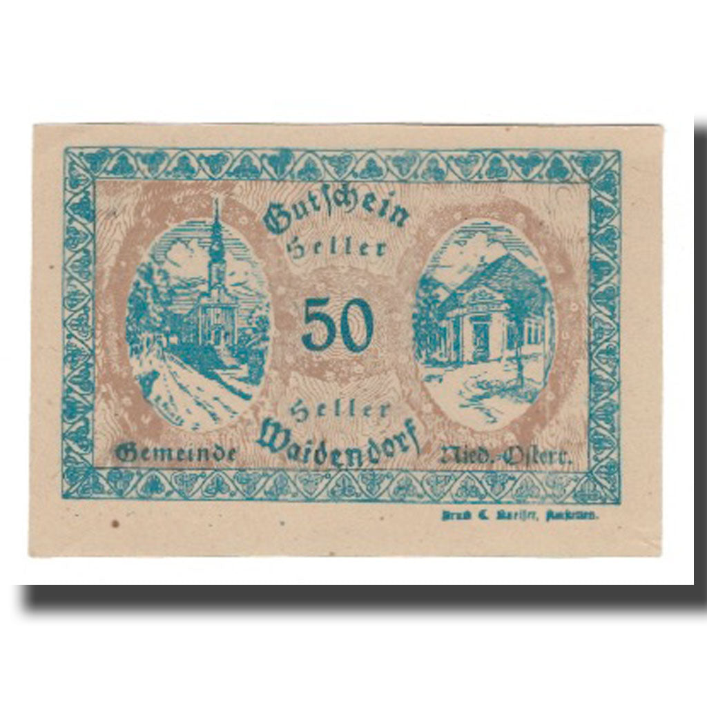 Banknote, Austria, Waidendorf N.Ö. Gemeinde, 50 Heller, portrait 1, 1920