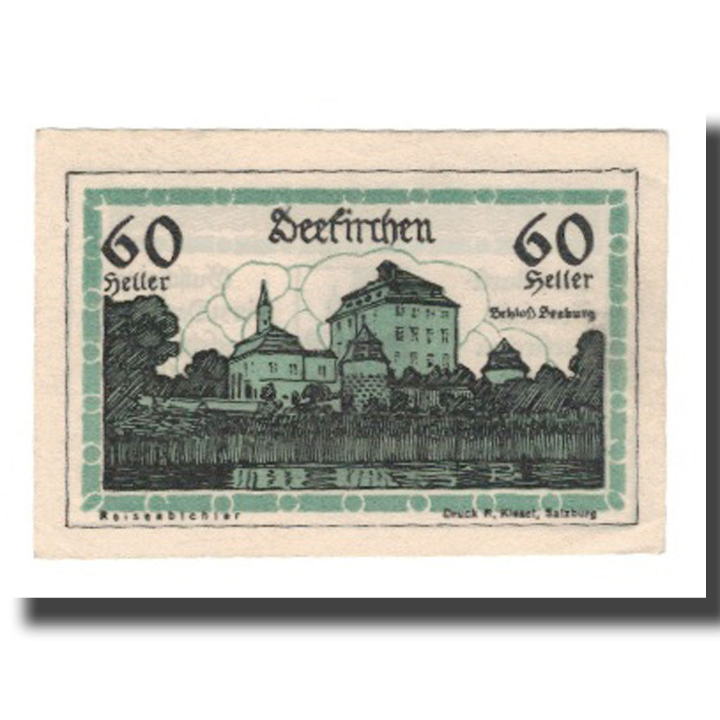 Banknote, Austria, Seekirchen Sbg. Marktgemeinde, 60 Heller, Batiment, 1920