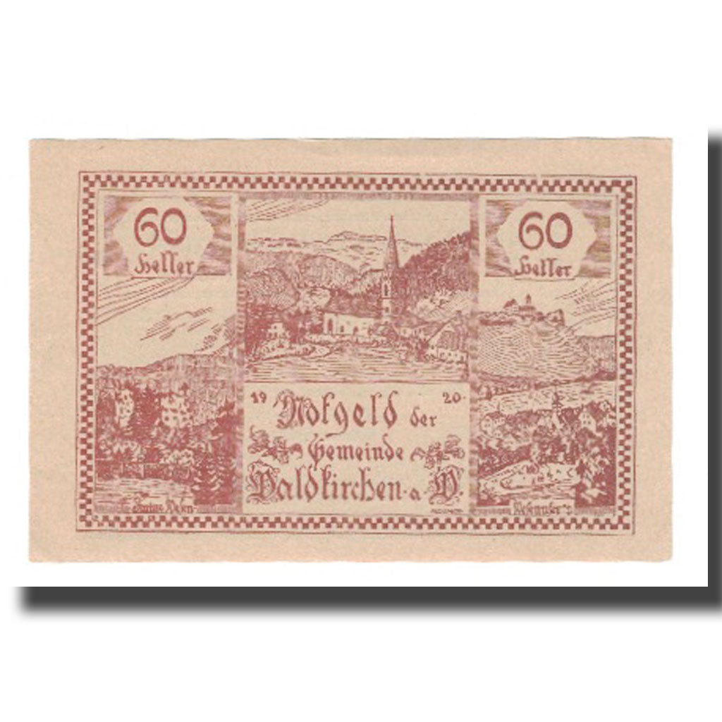 Banknote, Austria, Waldkirchen Am Wesen O.Ö. Gemeinde, 60 Heller, Texte, 1920