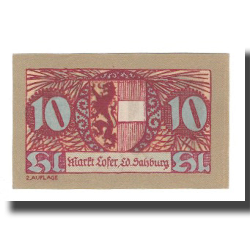 Banknote, Austria, Lofer Sbg. Marktgemeinde, 10 Heller, valeur faciale, 1921