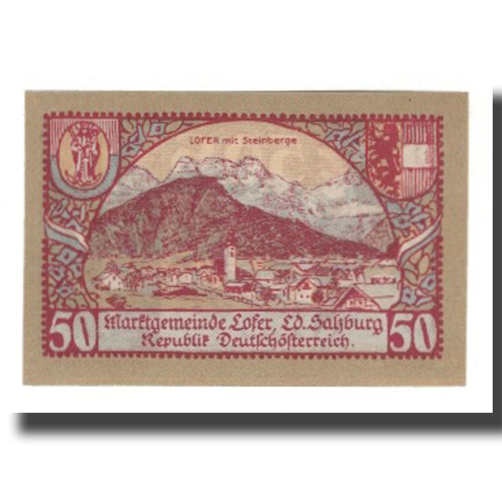Banknote, Austria, Lofer Sbg. Marktgemeinde, 50 Heller, paysage, 1921