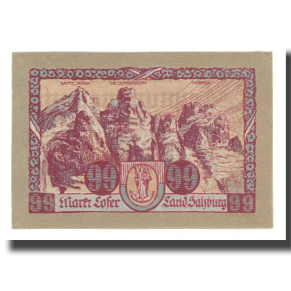 Banknote, Austria, Lofer Sbg. Marktgemeinde, 99 Heller, montagne, 1921