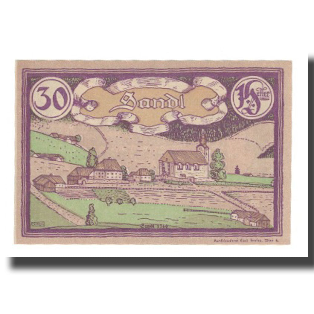 Banknote, Austria, Sandl O.Ö. Gemeinde, 30 Heller, paysage 1, 1920, 1920-12-31