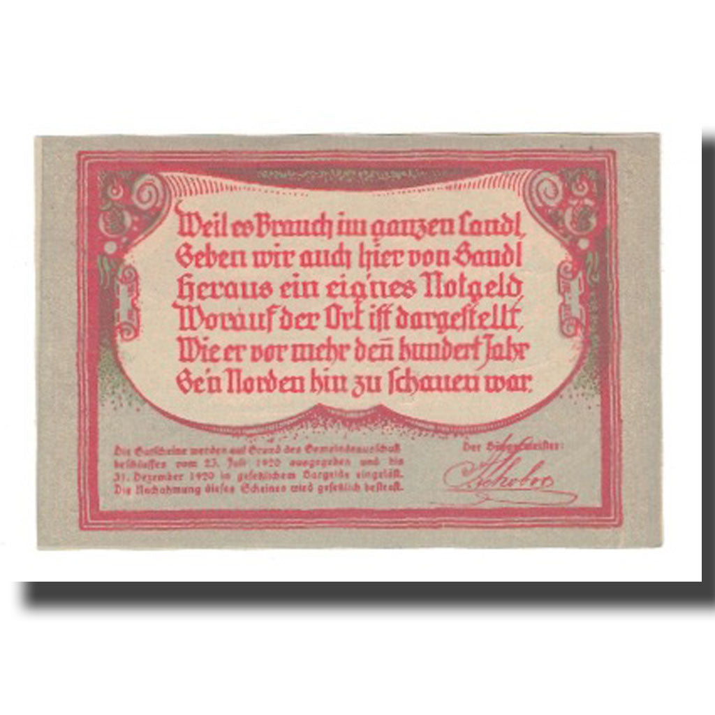 Banknote, Austria, Sandl O.Ö. Gemeinde, 30 Heller, paysage 2, 1920, 1920-12-31