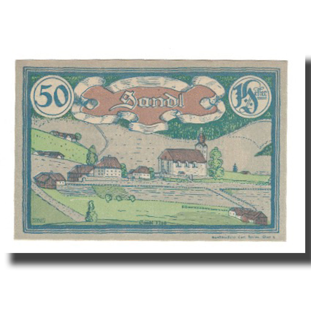 Banknote, Austria, Sandl O.Ö. Gemeinde, 50 Heller, paysage 2, 1920, 1920-12-31
