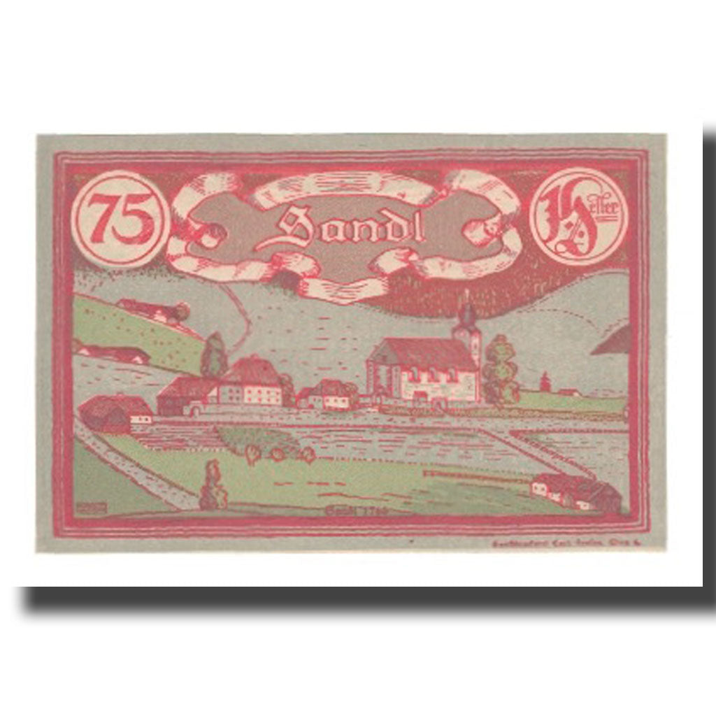 Banknote, Austria, Sandl O.Ö. Gemeinde, 75 Heller, paysage 1, 1920, 1920-12-31