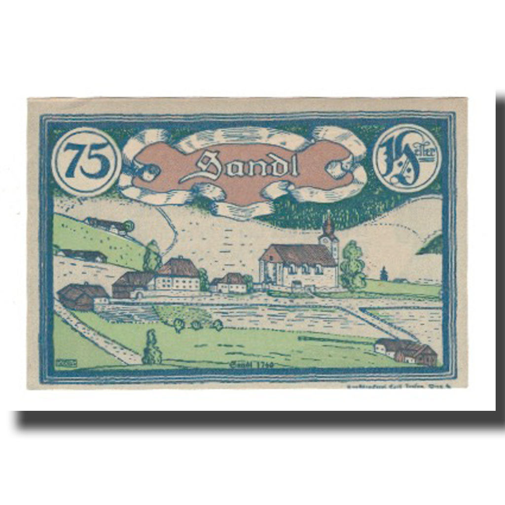 Banknote, Austria, Sandl O.Ö. Gemeinde, 75 Heller, paysage 2, 1920, 1920-12-31