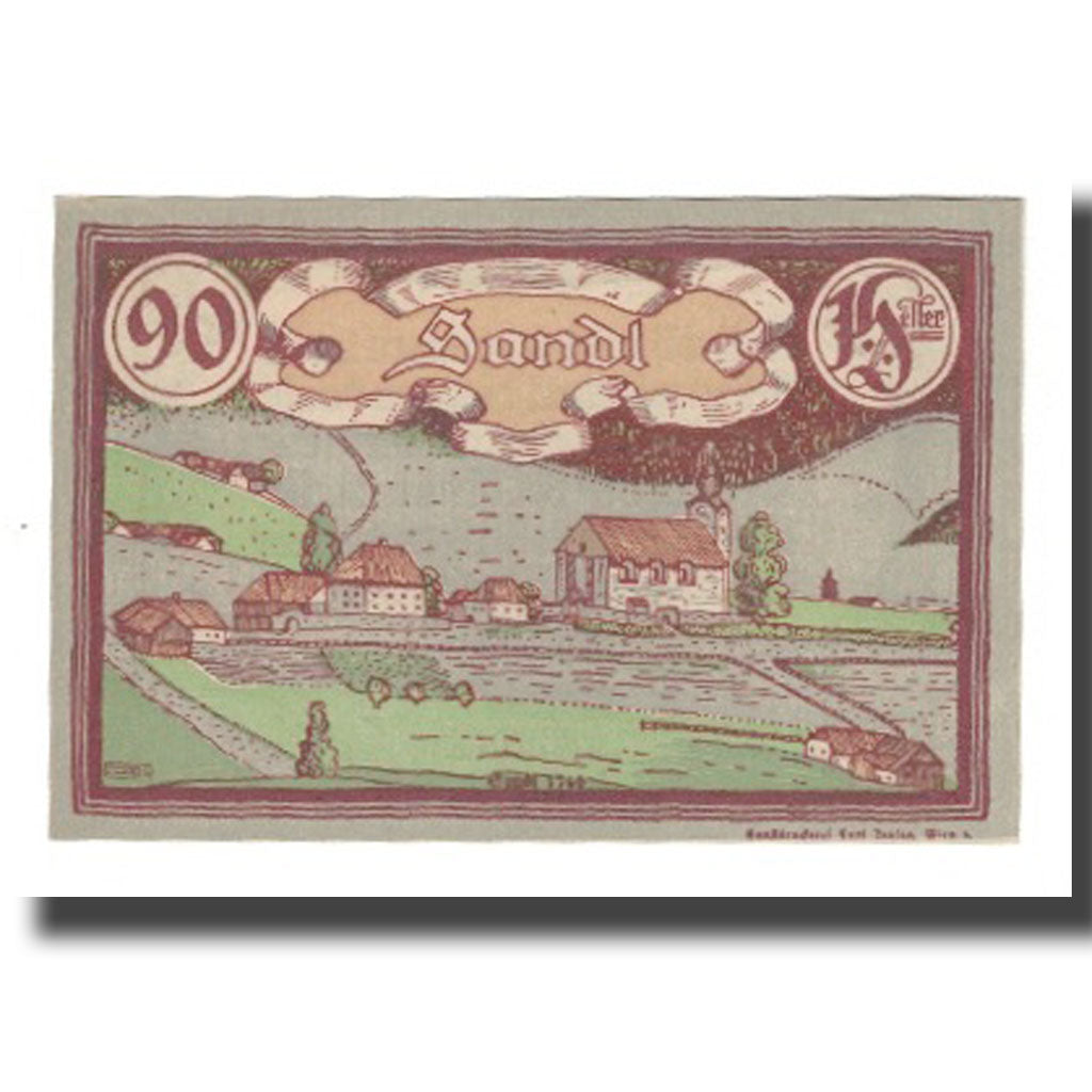 Banknote, Austria, Sandl O.Ö. Gemeinde, 90 Heller, paysage, 1920, 1920-12-31