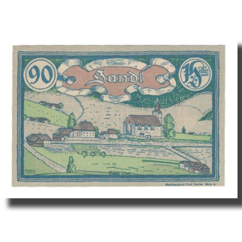 Banknote, Austria, Sandl O.Ö. Gemeinde, 90 Heller, paysage 1, 1920, 1920-12-31