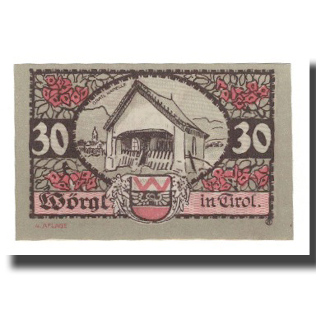 Banknote, Austria, Wörgl Tirol Marktgemeinde, 30 Heller, Chapelle 2, 1920