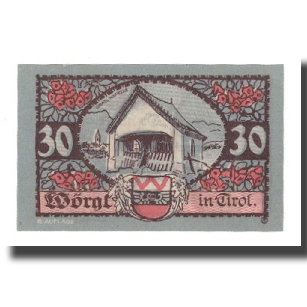 Banknote, Austria, Wörgl Tirol Marktgemeinde, 30 Heller, Chapelle 3, 1920