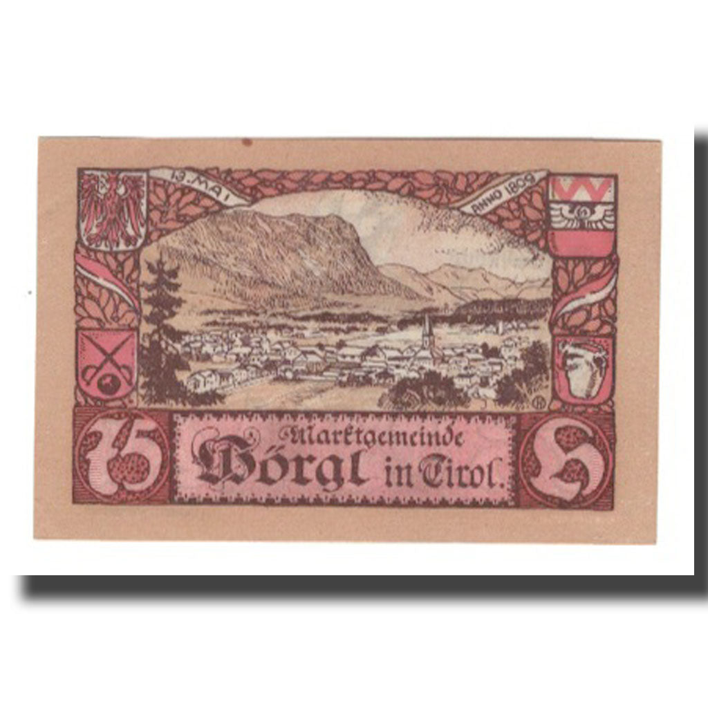 Banknote, Austria, Wörgl Tirol Marktgemeinde, 75 Heller, paysage 5, 1920